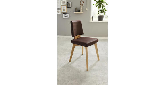 STUHL beflockt Wildeiche massiv Dunkelbraun, Eichefarben - Eichefarben/Dunkelbraun, KONVENTIONELL, Holz/Textil (48/88/49cm) - Dieter Knoll