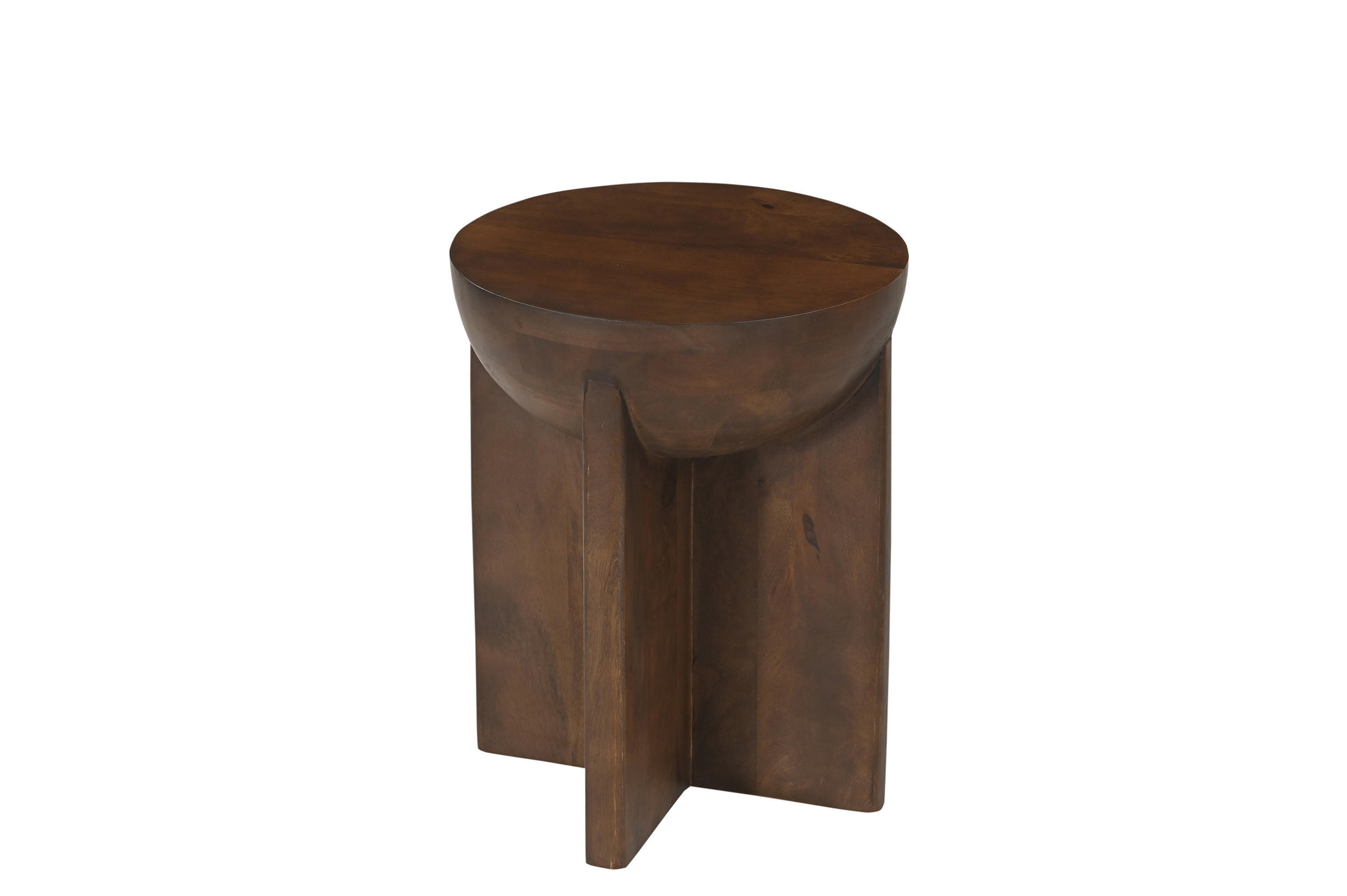 BEISTELLTISCH 40/40/50 cm Mangoholz massiv Braun rund  - Braun, Design, Holz (40/40/50cm) - MID.YOU