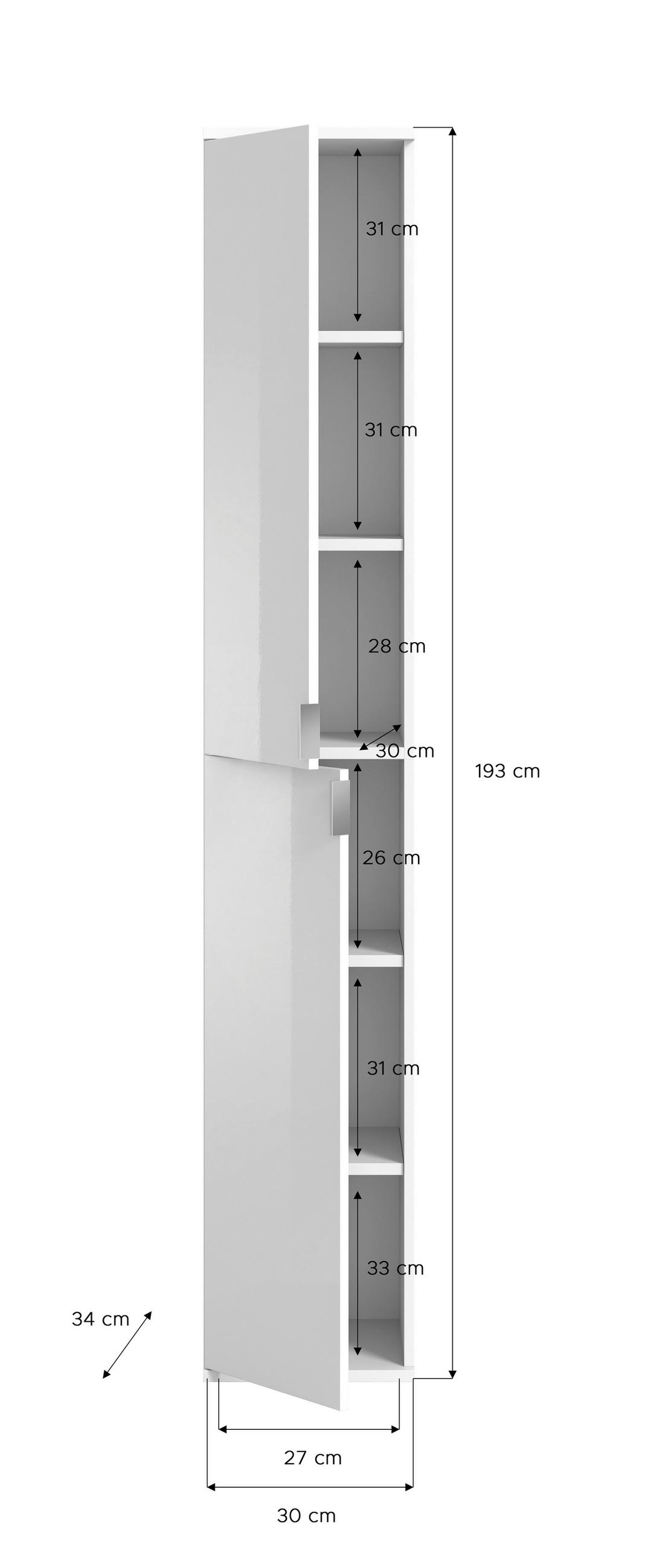 PREDSOBA bela, visoki sijaj - bela/visoki sijaj, Konvencionalno, steklo/leseni material (212/193/34cm) - MID.YOU