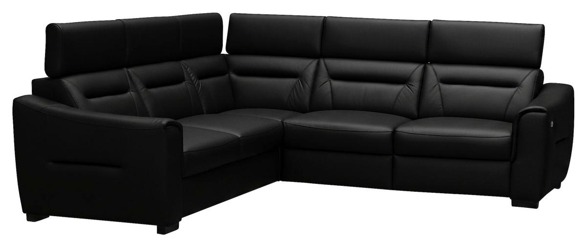 ECKSOFA Lederlook Echtleder Schwarz  - Wengefarben/Schwarz, Design, Leder/Holz (260/260cm) - Celina Home