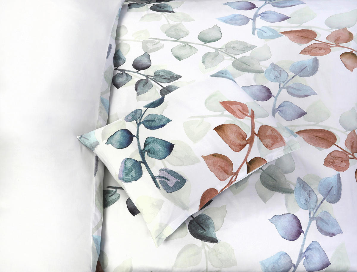 BETTWÄSCHESET Satin 160/210 cm  70 cm/50 cm  - Weiss/Pastellblau, Basics, Textil (160/210cm) - Ambiente