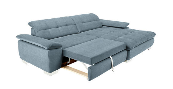 ECKSOFA in Mikrofaser Blaugrau  - Chromfarben/Blaugrau, Design, Textil/Metall (265/180cm) - Carryhome