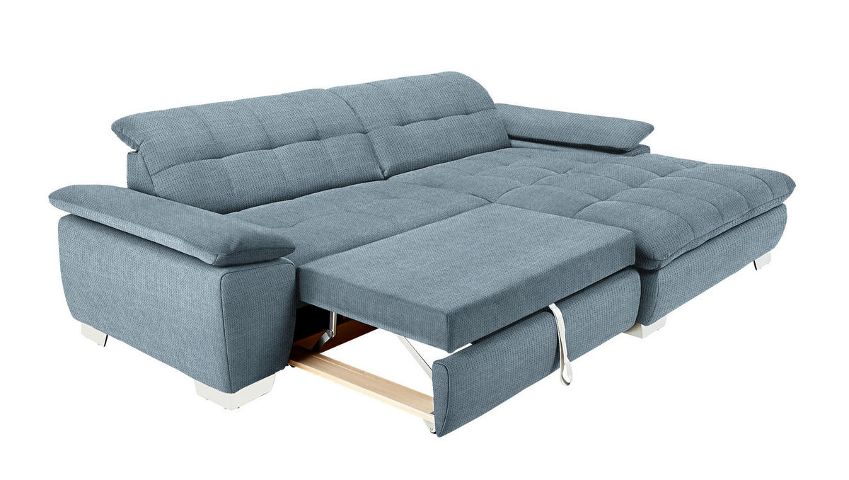 ECKSOFA in Mikrofaser Blaugrau  - Chromfarben/Blaugrau, Design, Textil/Metall (265/180cm) - Carryhome