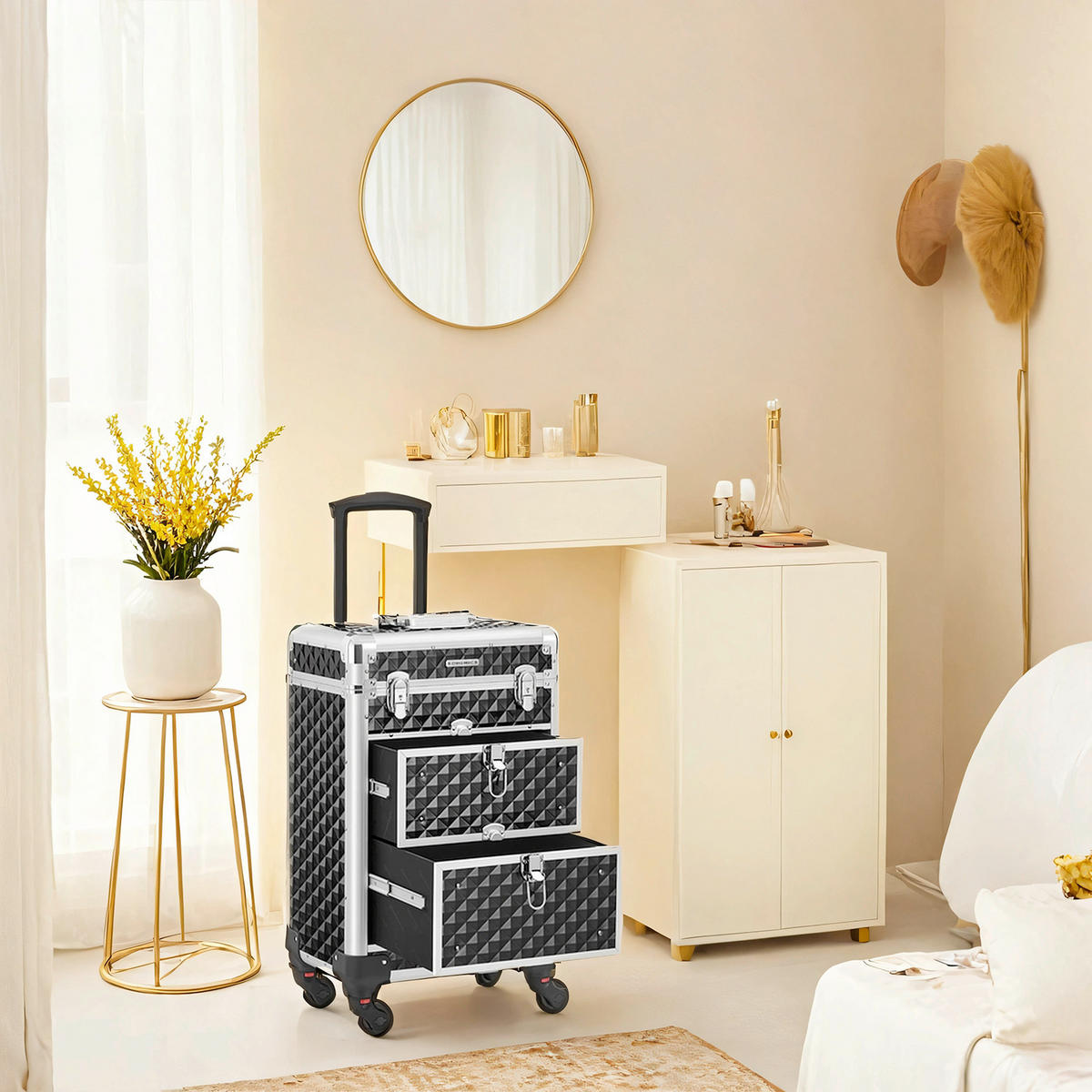 KOSMETIKKOFFER  - Silberfarben/Schwarz, Trend, Holzwerkstoff/Kunststoff (34/95/24cm) - Boxxx