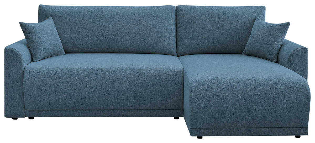 ECKSOFA KIMMY Blau Flachgewebe Zierkissen, Rückenkissen, Bettkasten  - Blau/Schwarz, Design, Kunststoff/Textil (233/146cm) - P & B