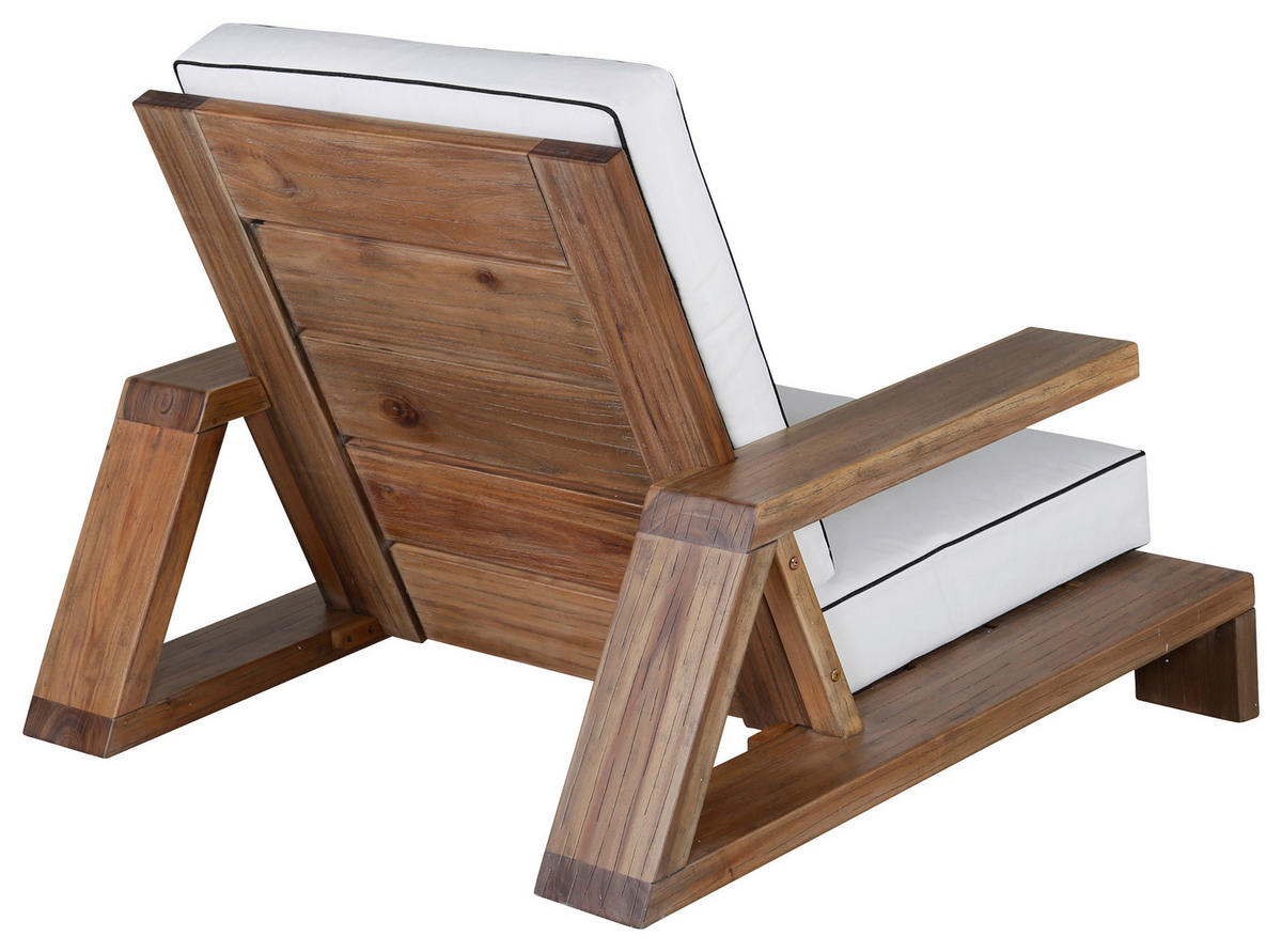 LOUNGESESSEL  - Weiß/Akaziefarben, KONVENTIONELL, Holz (100/70/92cm) - Gardenson