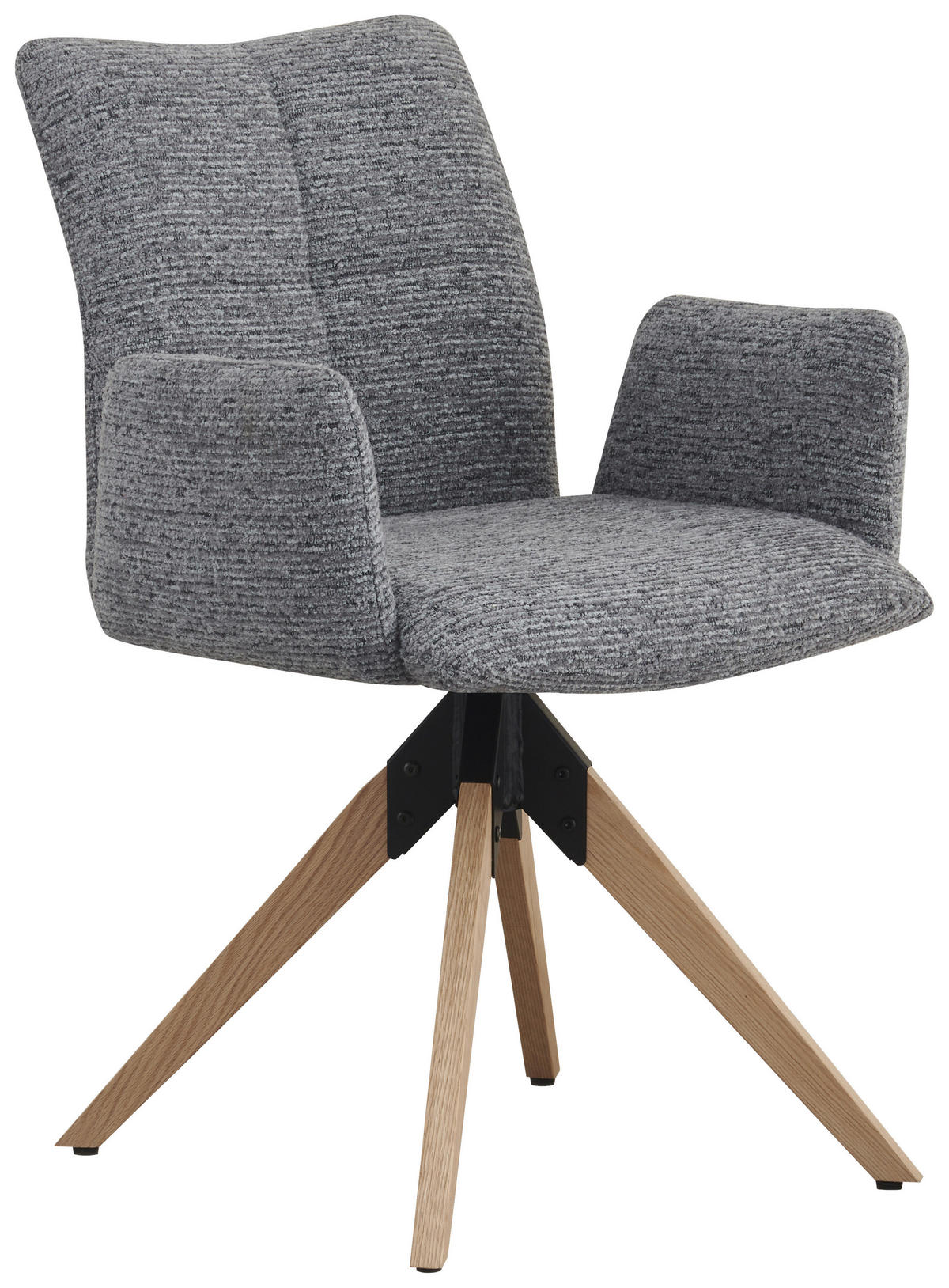 ARMLEHNSTUHL  in Eisen Struktur  - Eichefarben/Grau, Design, Holz/Textil (58/85/64cm) - Carryhome