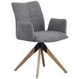 ARMLEHNSTUHL  Stoffauswahl, Sitzfläche 180° drehbar Struktur  Grau  - Eichefarben/Grau, Design, Holz/Textil (58/85/64cm) - Carryhome