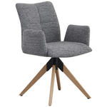 ARMLEHNSTUHL  Stoffauswahl, Sitzfläche 180° drehbar Struktur  - Eichefarben/Grau, Design, Holz/Textil (58/85/64cm) - Carryhome