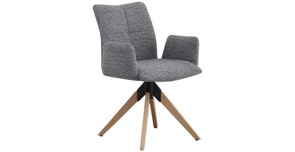 ARMLEHNSTUHL  Stoffauswahl, Sitzfläche 180° drehbar Struktur  Grau  - Eichefarben/Grau, Design, Holz/Textil (58/85/64cm) - Carryhome