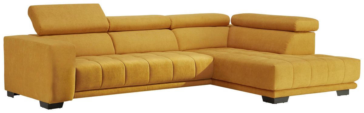 ECKSOFA in Mikrofaser Gelb  - Gelb/Schwarz, Design, Textil/Metall (301/207cm) - Xora