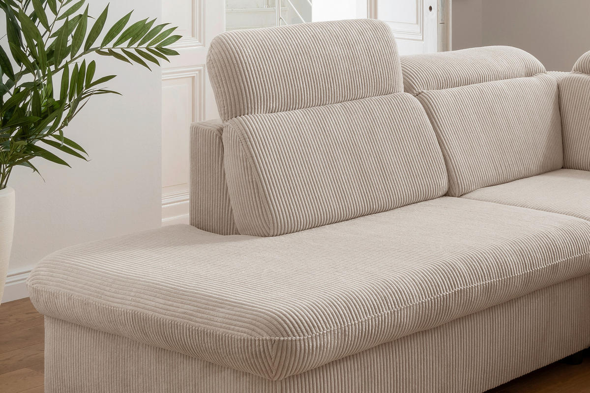 ECKSOFA in Cord Beige  - Chromfarben/Beige, Design, Textil/Metall (228/283cm) - Livetastic