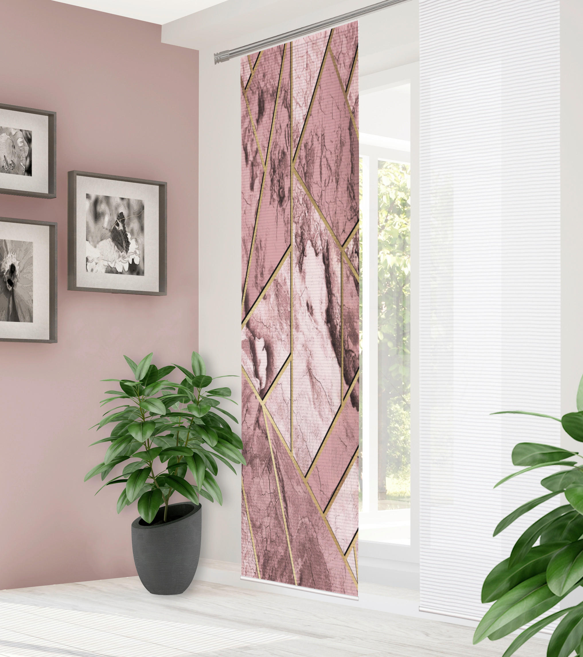 FLÄCHENVORHANG   halbtransparent   60/245 cm  - Rosa, Natur, Textil (60/245cm)
