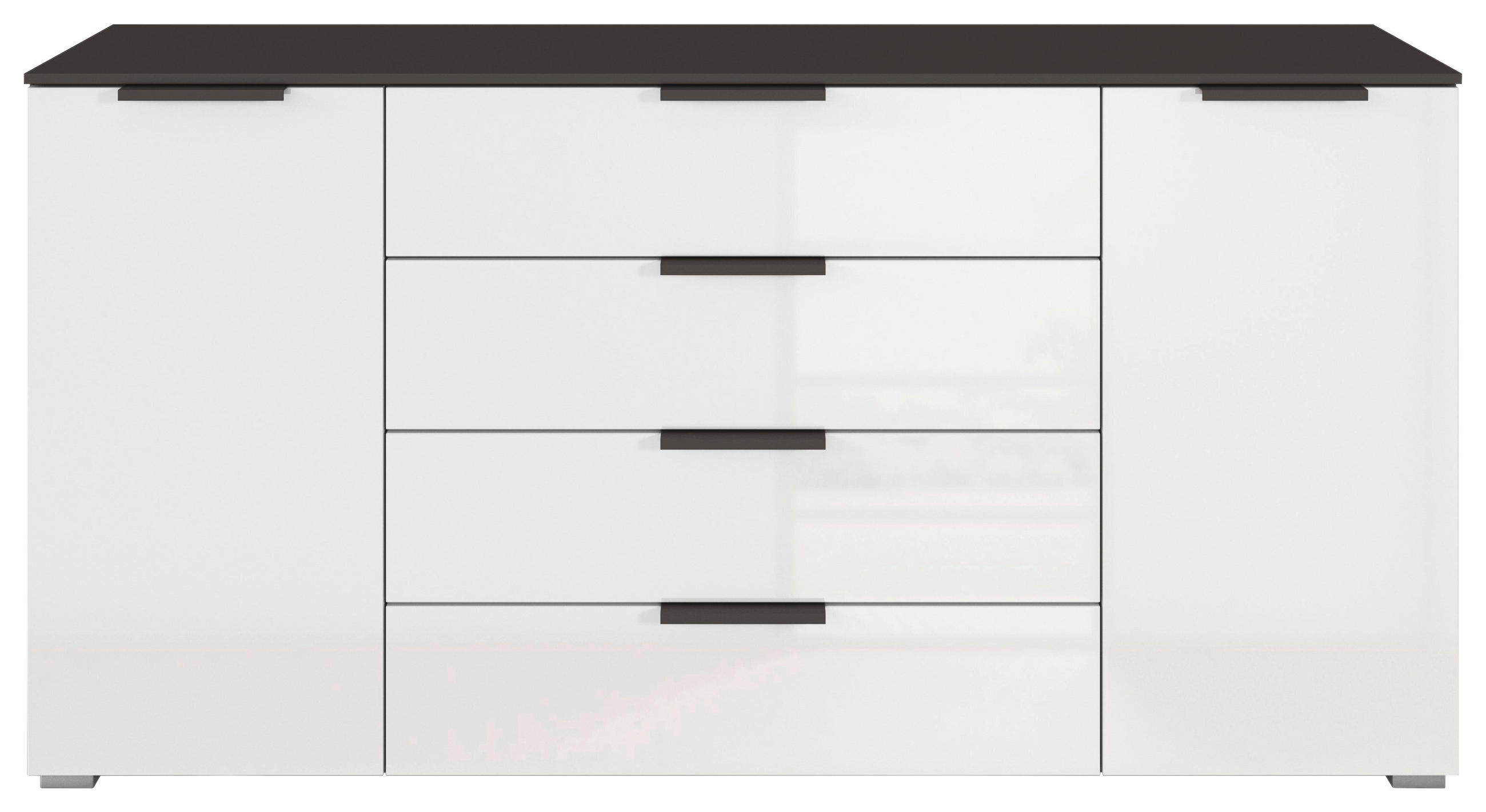SIDEBOARD 160/81/42 cm  in Graphitfarben, Weiß Hochglanz  - Weiß Hochglanz/Graphitfarben, KONVENTIONELL, Holzwerkstoff/Kunststoff (160/81/42cm) - home24