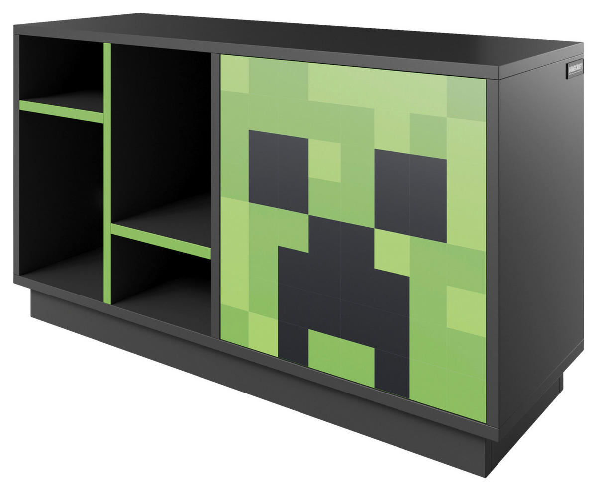 SIDEBOARD  in 108/61/37 cm  - Schwarz, MODERN, Glas/Holzwerkstoff (108/61/37cm) - Minecraft