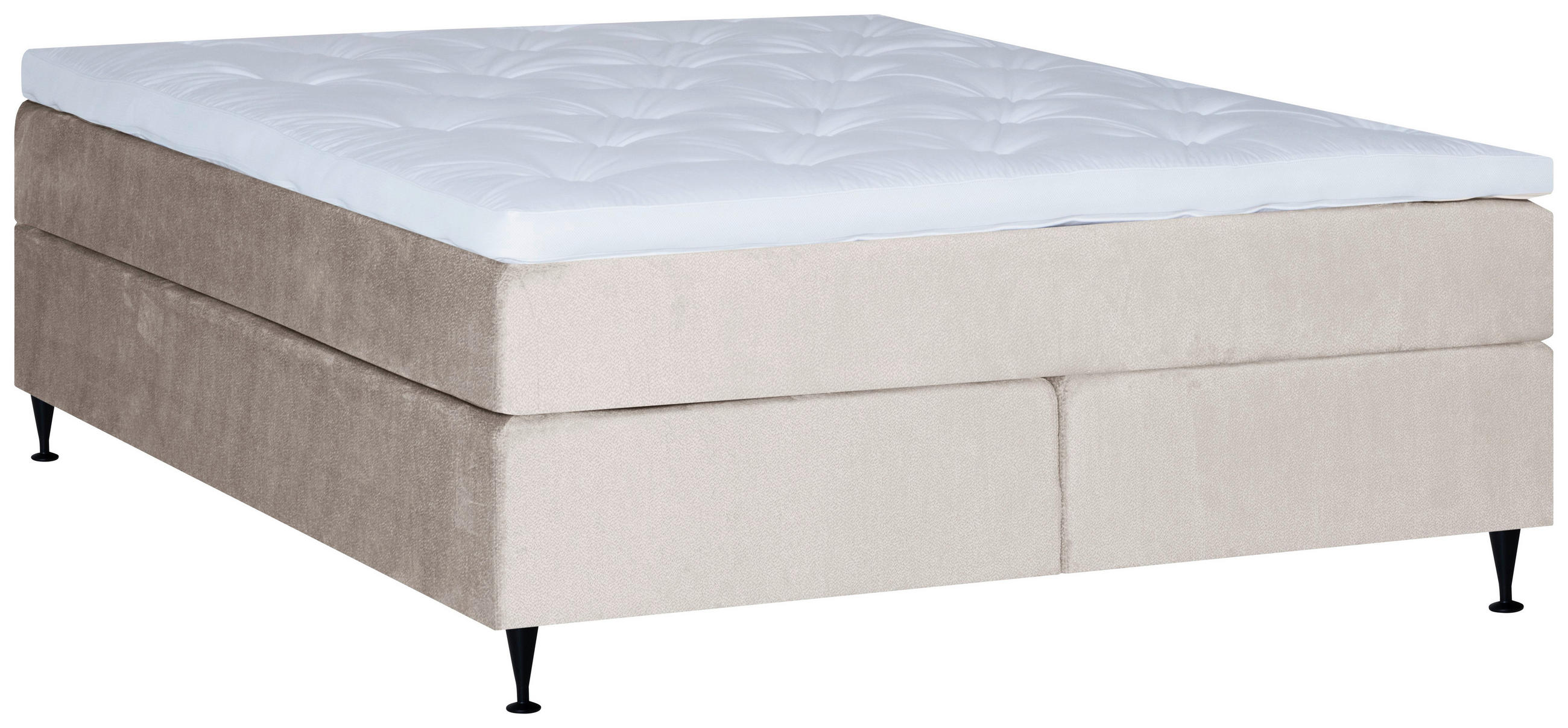 KONTINENTALSÄNG 180/200 cm  i beige  - beige/svart, Klassisk, metall/trä (180/200cm) - Ambiente