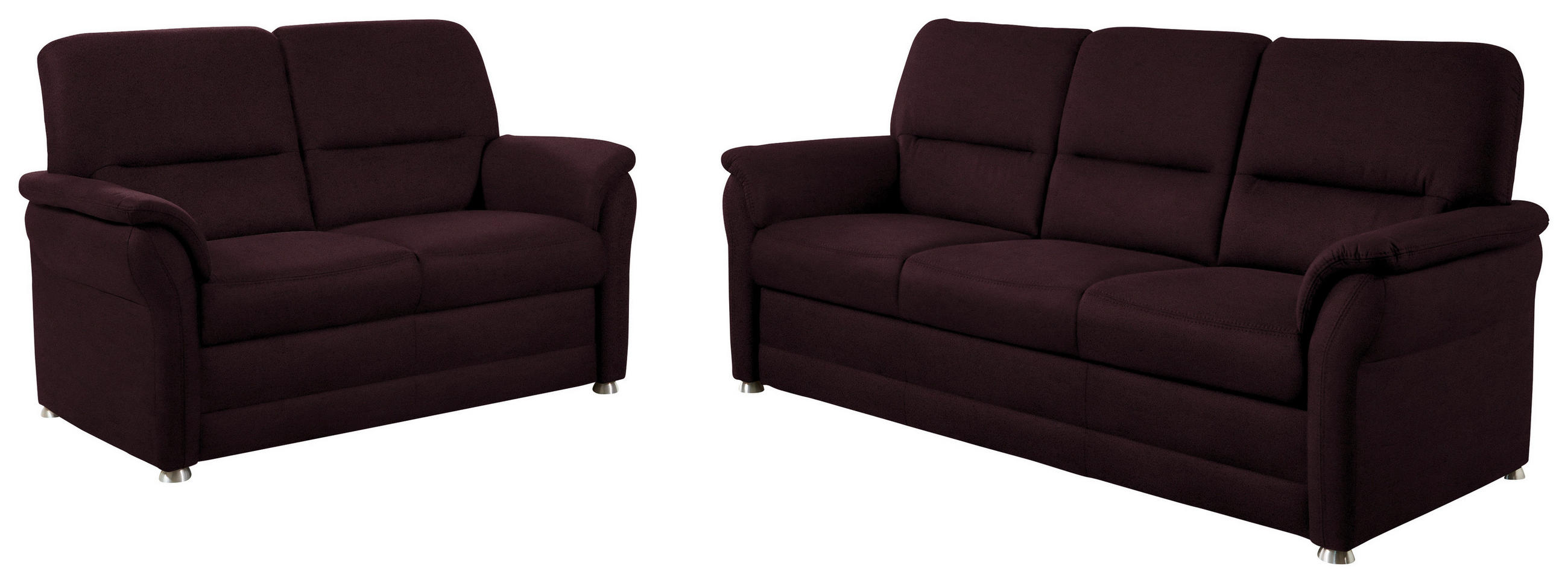 SITZGARNITUR Mikrofaser Dunkelbraun  - Dunkelbraun/Alufarben, KONVENTIONELL, Textil/Metall (192/96/89cm) - Beldomo Comfort