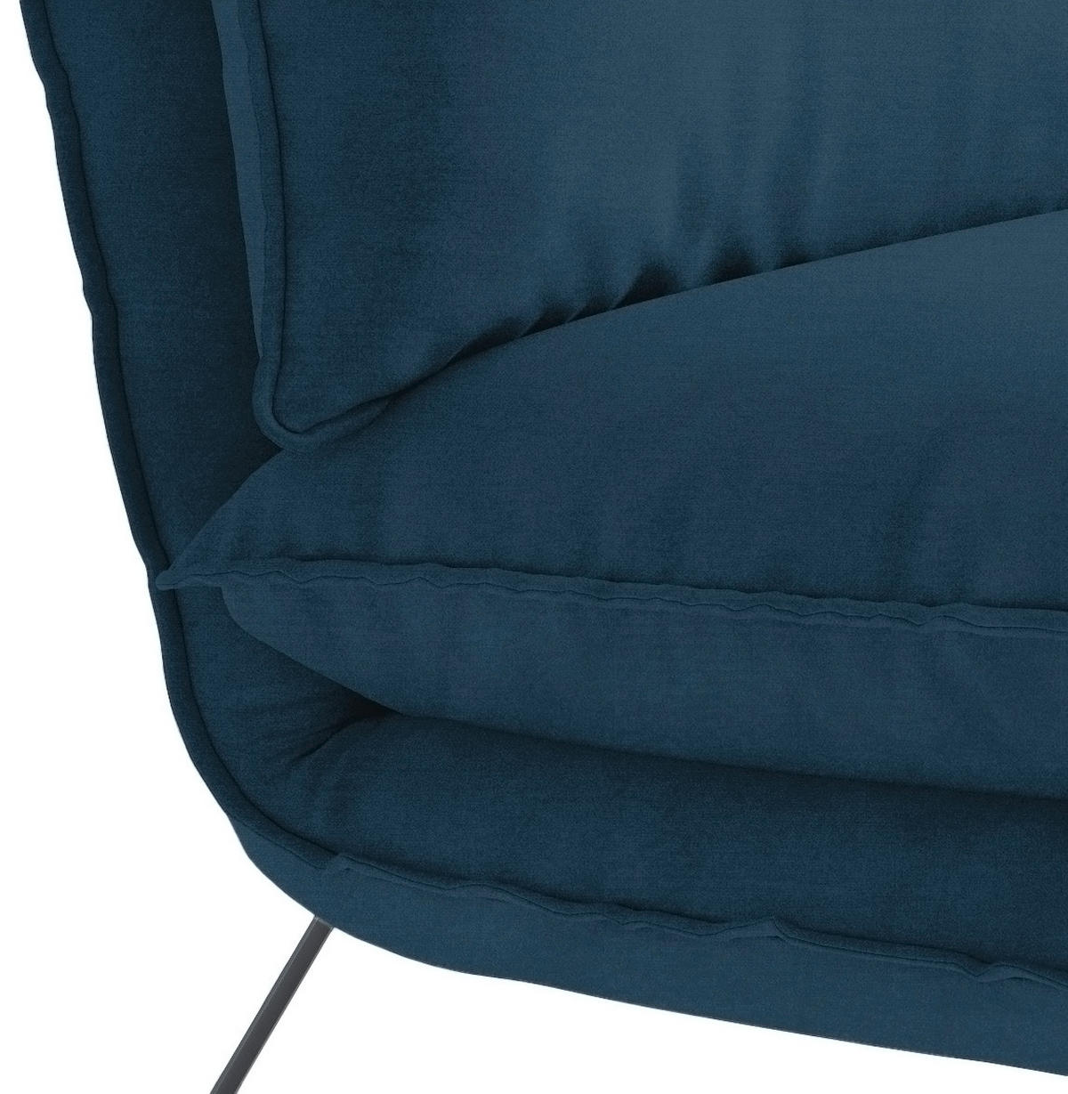 SESSEL in Velours Blau  - Blau/Schwarz, Design, Textil/Metall (72/84/90cm) - Livetastic