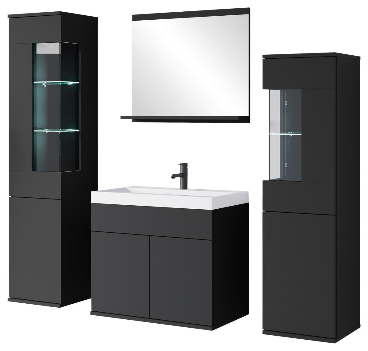 BADEZIMMER 5-teilig  in 120,4 cm  - Schwarz/Weiß, Trend, Glas/Keramik (120,4cm) - P & B