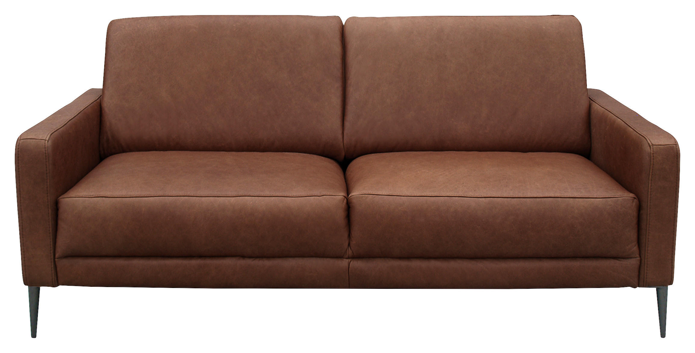 CANAPEA CU 2 LOCURI piele maro închis  - maro închis/negru cromat, Design, metal/piele (157/85/92cm) - Livetastic