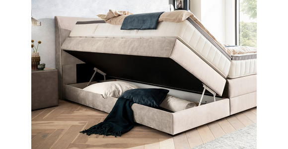 BOXSPRINGBETT 180/200 cm  in Greige  - Wengefarben/Greige, KONVENTIONELL, Holz/Textil (180/200cm) - Novel