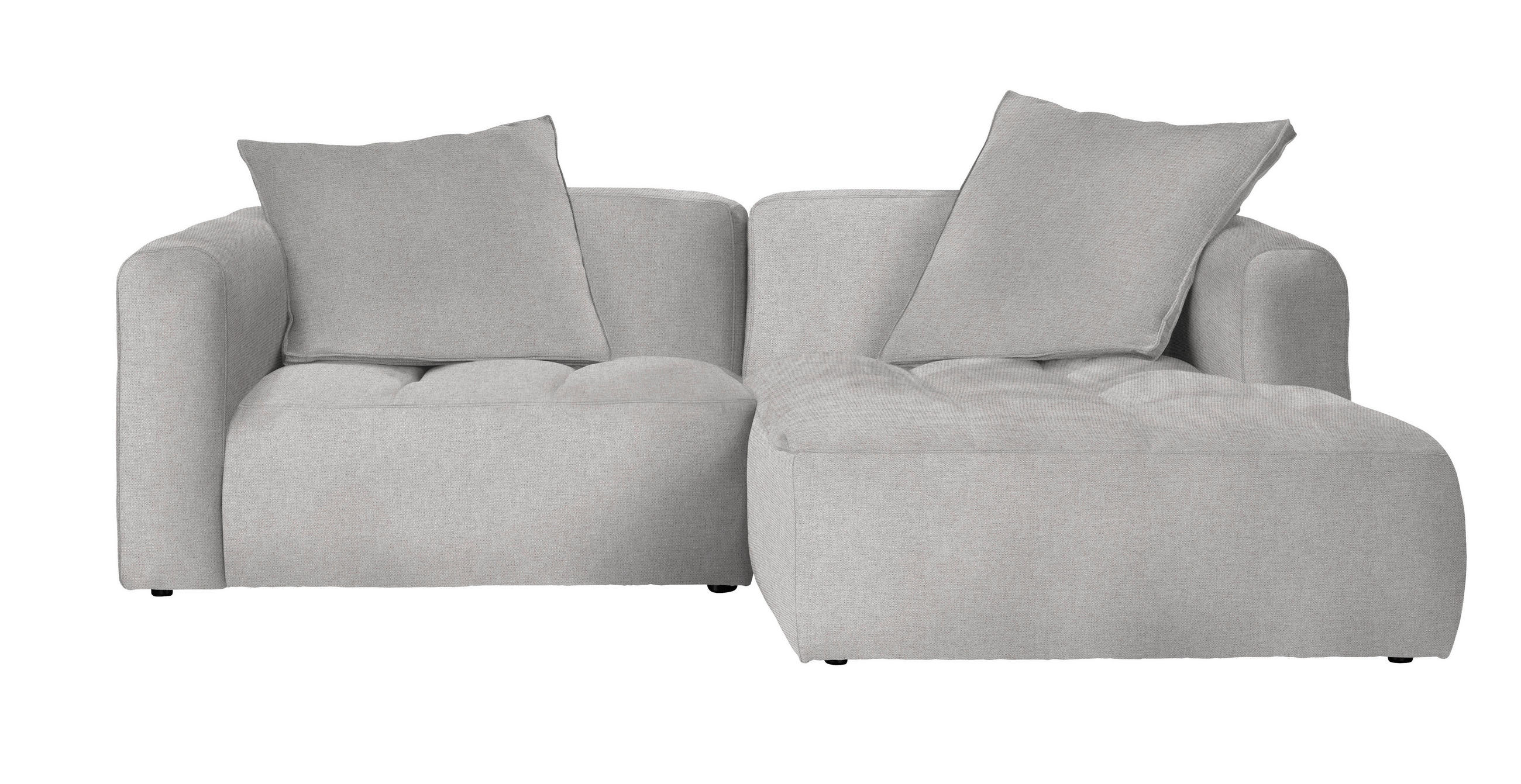 ECKSOFA Ecru Flachgewebe  - Ecru/Schwarz, LIFESTYLE, Kunststoff/Textil (240/173cm) - Stylife