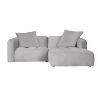 ECKSOFA in Flachgewebe Ecru  - Ecru/Schwarz, Lifestyle, Kunststoff/Textil (240/173cm) - Stylife