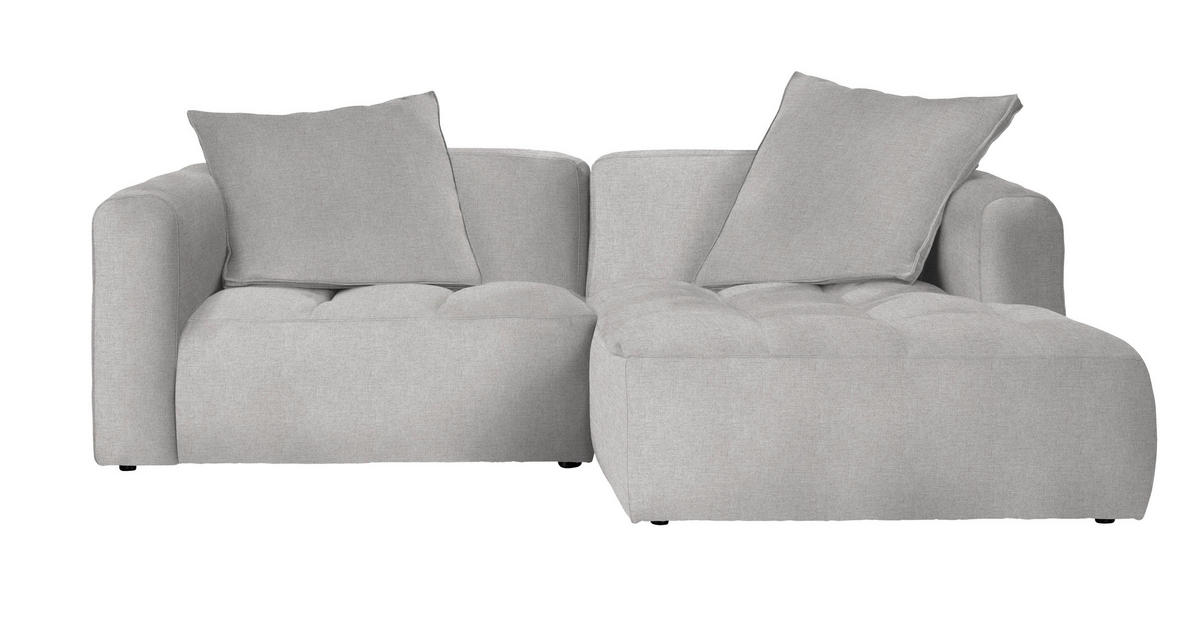 ECKSOFA in Flachgewebe Ecru  - Ecru/Schwarz, Lifestyle, Kunststoff/Textil (240/173cm) - Stylife