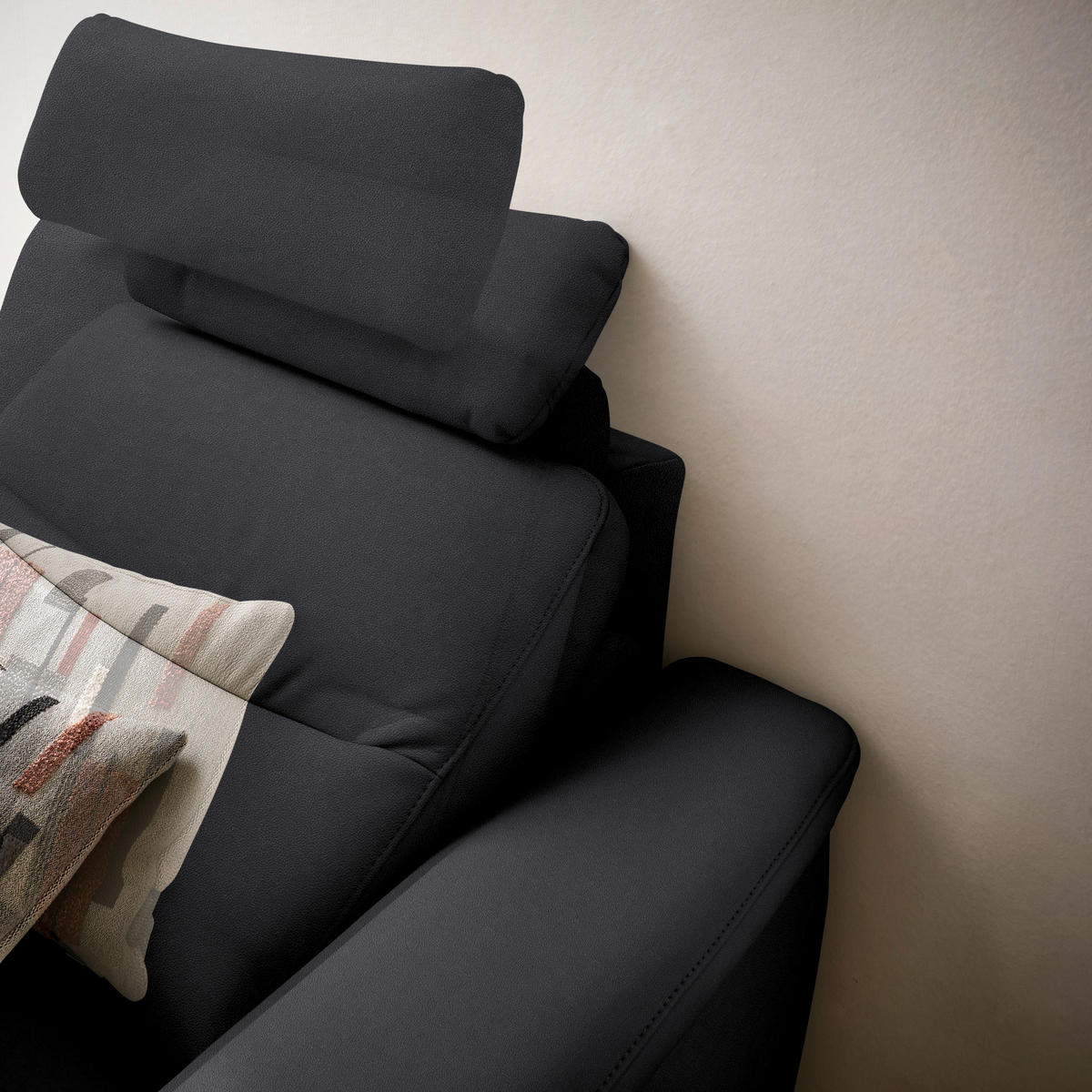 ECKSOFA  in Echtleder Schwarz  249/280 cm  - Anthrazit/Schwarz, Design, Leder/Metall (249/280cm) - Himolla Komfortklass