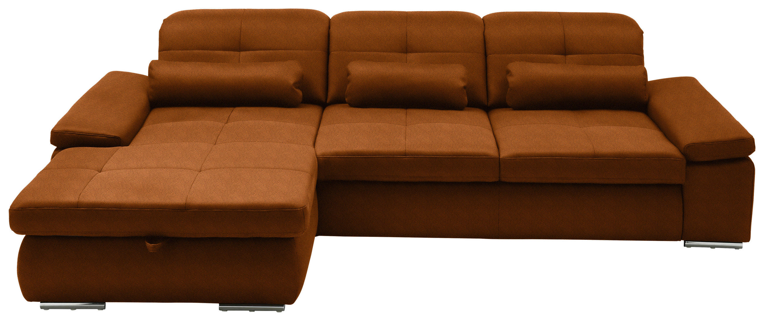ECKSOFA  in Flachgewebe Cognac  195/309 cm  - Chromfarben/Cognac, Design, Textil (195/309cm) - Beldomo Style