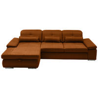 ECKSOFA  in Flachgewebe Cognac  195/309 cm  - Chromfarben/Cognac, Design, Textil (195/309cm) - Beldomo Style