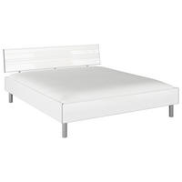 BETT 180/200 cm,  in Weiß Hochglanz,  - Weiß Hochglanz/Alufarben, Design, Metall (180/200cm) - Carryhome