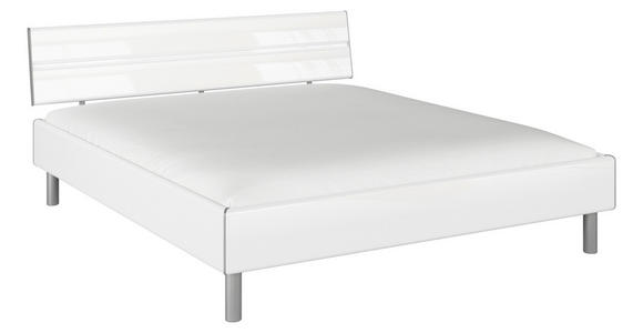 BETT 180/200 cm  in Weiß Hochglanz  - Weiß Hochglanz/Alufarben, Design, Holzwerkstoff/Metall (180/200cm) - Carryhome