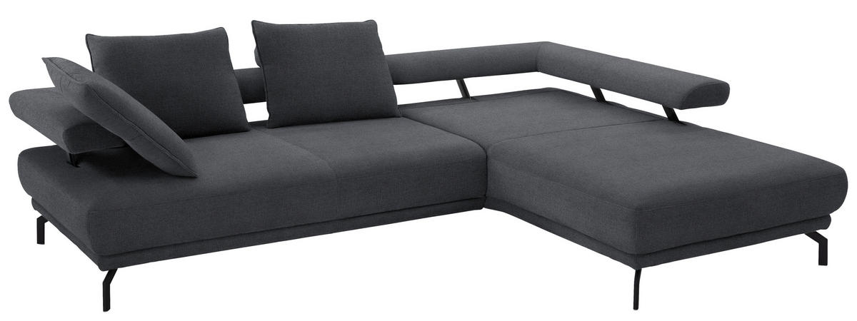 ECKSOFA in Chenille Dunkelgrau  - Dunkelgrau/Schwarz, Design, Textil/Metall (305/224cm) - Dieter Knoll