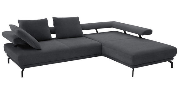 ECKSOFA in Chenille Dunkelgrau  305/224 cm  - Dunkelgrau/Schwarz, Design, Textil/Metall (305/224cm) - Dieter Knoll