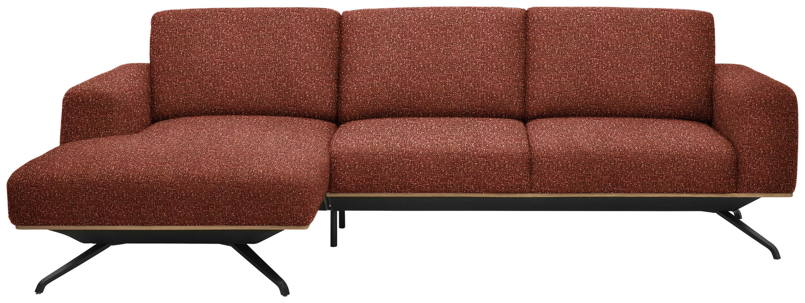 ECKSOFA in Struktur Rostfarben  - Rostfarben/Schwarz, Design, Textil/Metall (157/262cm) - Novel