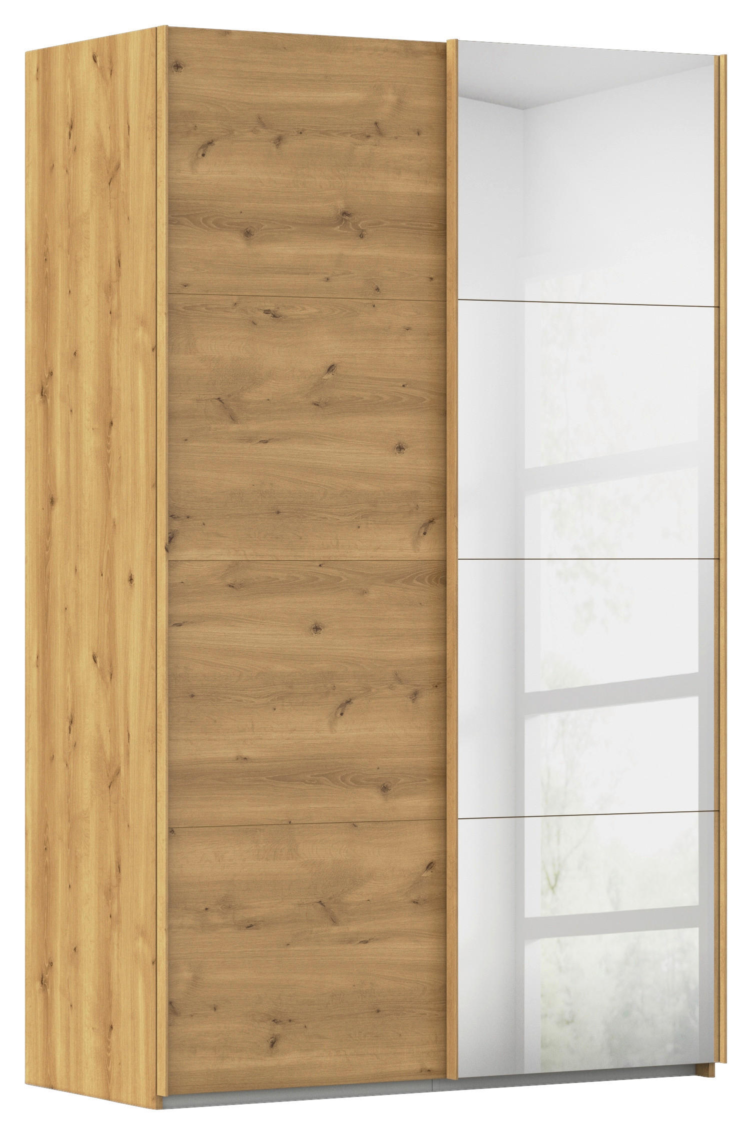 SCHWEBETÜRENSCHRANK 137/223/68 cm 2-türig Eichefarben  - Eichefarben, Design, Glas/Holzwerkstoff (137/223/68cm) - Novel