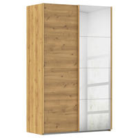 SCHWEBETÜRENSCHRANK 137/223/68 cm 2-türig Eichefarben  - Eichefarben, Design, Glas/Holzwerkstoff (137/223/68cm) - Novel