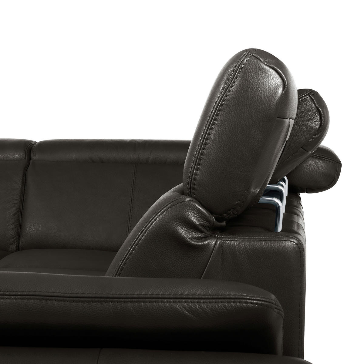 ECKSOFA  in Lederlook Echtleder Dunkelbraun  - Dunkelbraun/Schwarz, Design, Leder/Textil (211/264cm) - Livetastic