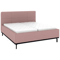 POLSTERBETT 180/200 cm,  in Altrosa, Matratze, Lattenrost, Bettkasten, H2 + H2 = mittel  - Graphitfarben/Altrosa, Design, Holz/Textil (180/200cm) - Musterring