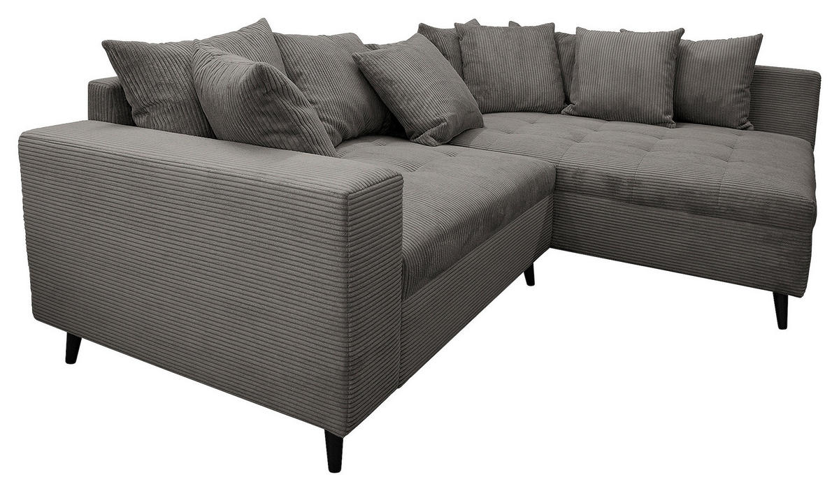KUTNA GARNITURA tekstil  siva   - siva/crna, Design, tekstil/drvo (247/174cm) - MID.YOU