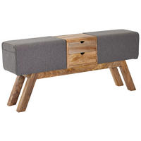 KLOP BREZ NASLONA, tekstil siva  - siva/rjava, Moderno, tekstil/les (120/56/30cm) - MID.YOU