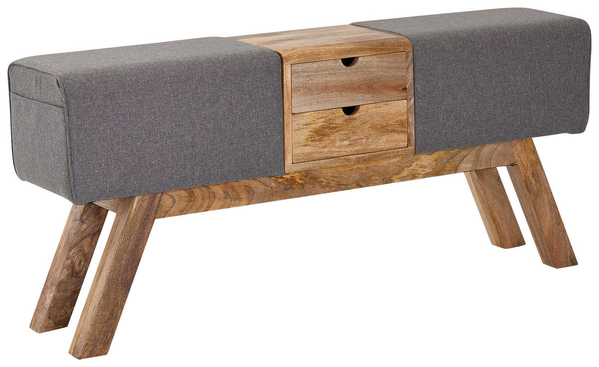KLOP BREZ NASLONA, tekstil siva  - siva/rjava, Moderno, tekstil/les (120/56/30cm) - MID.YOU