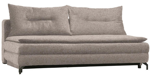 SCHLAFSOFA in Chenille, Plüsch Sandfarben  - Sandfarben/Schwarz, MODERN, Textil/Metall (208/73/92/102cm) - Novel