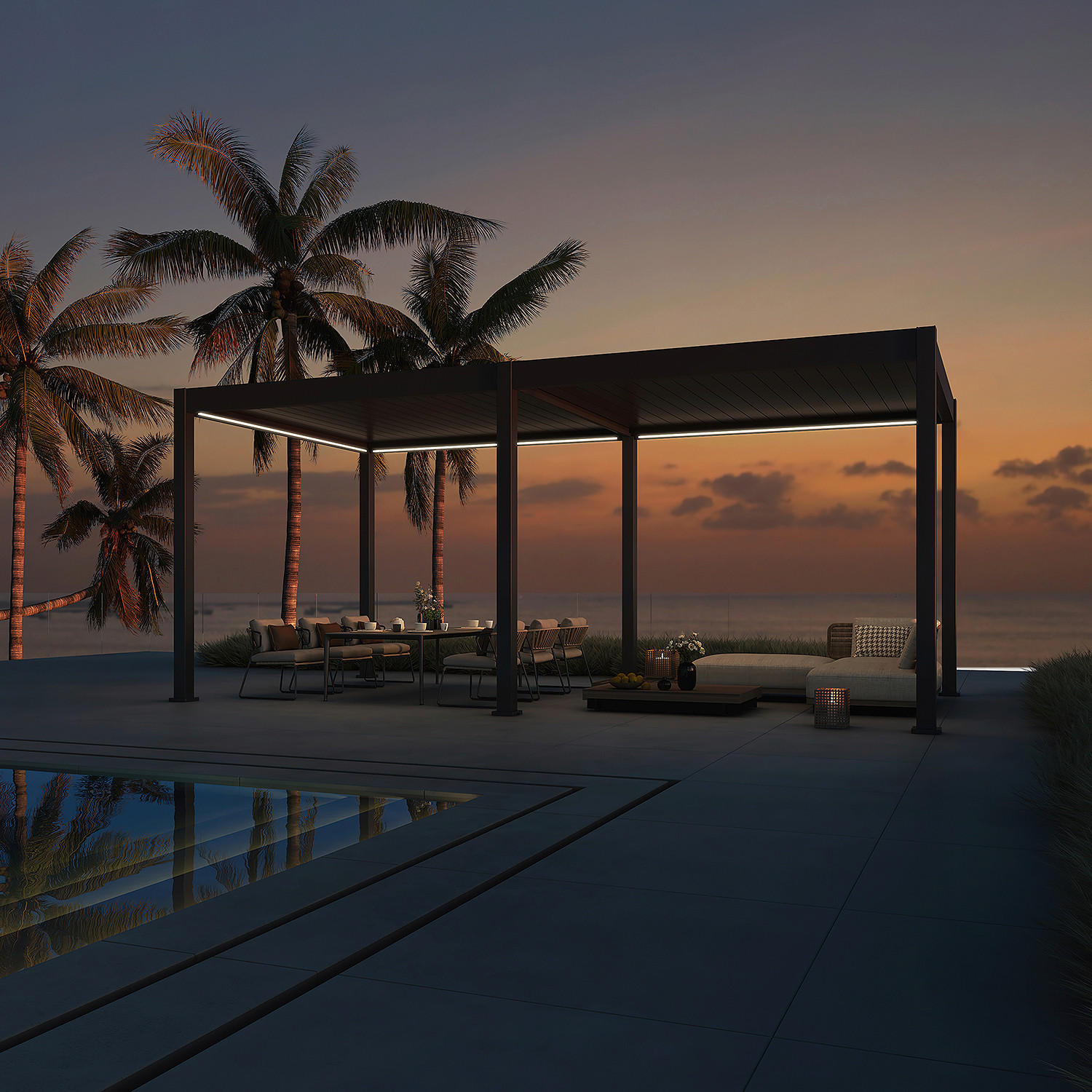 PERGOLA 600/255/300 cm Aluminium  - Anthrazit, Basics, Metall (600/255/300cm) - Gardenson