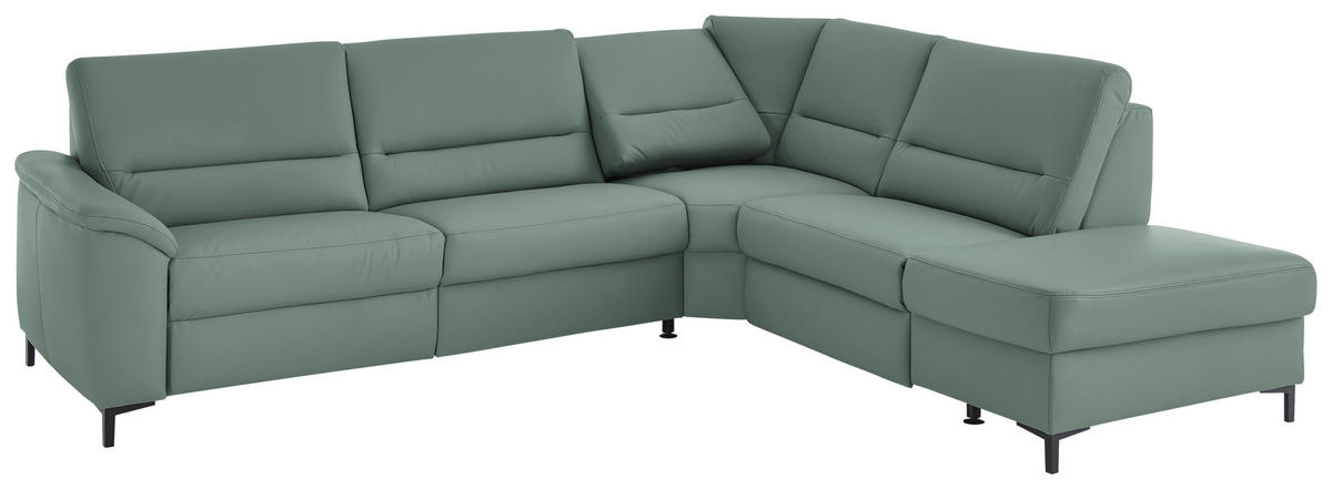 ECKSOFA  in Echtleder Opal  290/249 cm  - Opal/Schwarz, KONVENTIONELL, Leder/Metall (290/249cm) - Beldomo Premium