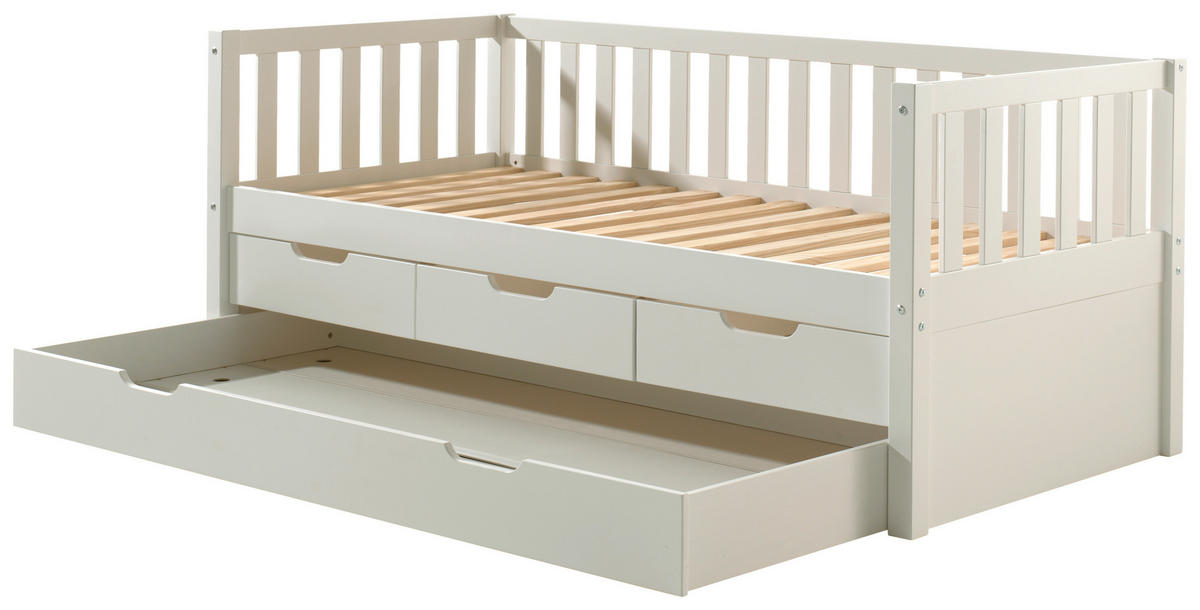 AUSZIEHBETT 90/200 cm  in Weiß  - Weiß, MODERN, Holz/Holzwerkstoff (90/200cm) - MID.YOU