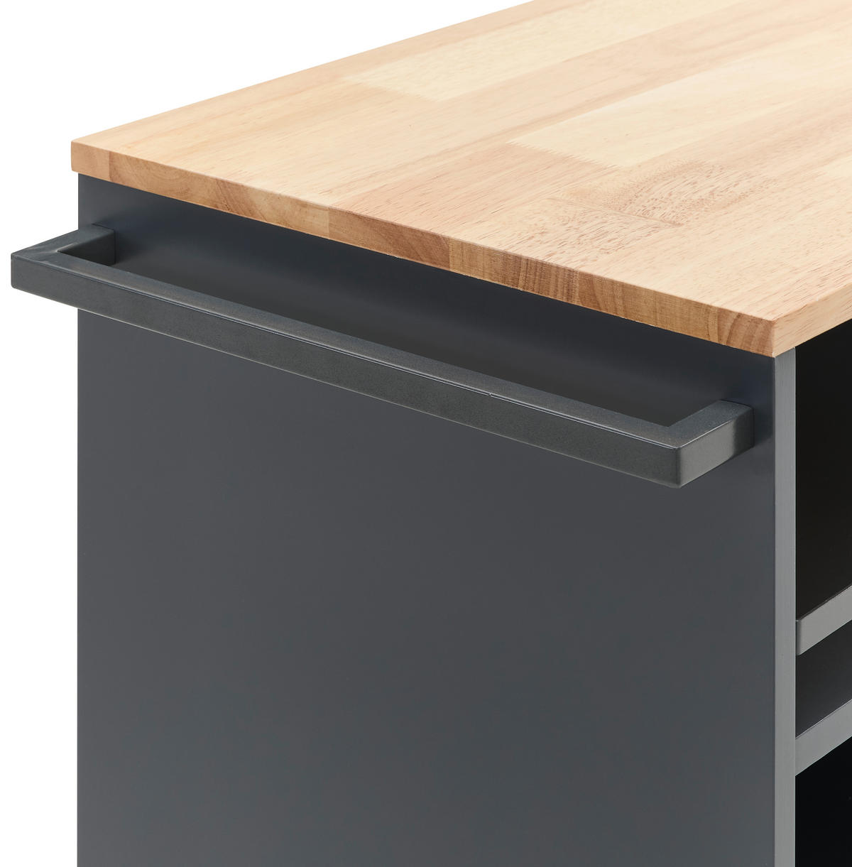 SERVIERWAGEN Kautschukholz massiv Naturfarben, Grau  - Schwarz/Naturfarben, Design, Holz/Holzwerkstoff (50/38/78cm) - MID.YOU