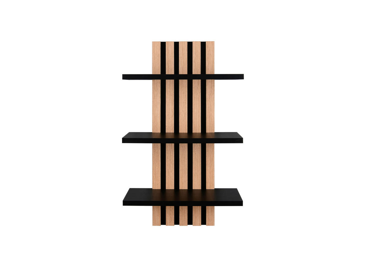 WANDREGAL  - Schwarz/Eiche Artisan, MODERN, Holzwerkstoff/Textil (35/60/16cm)