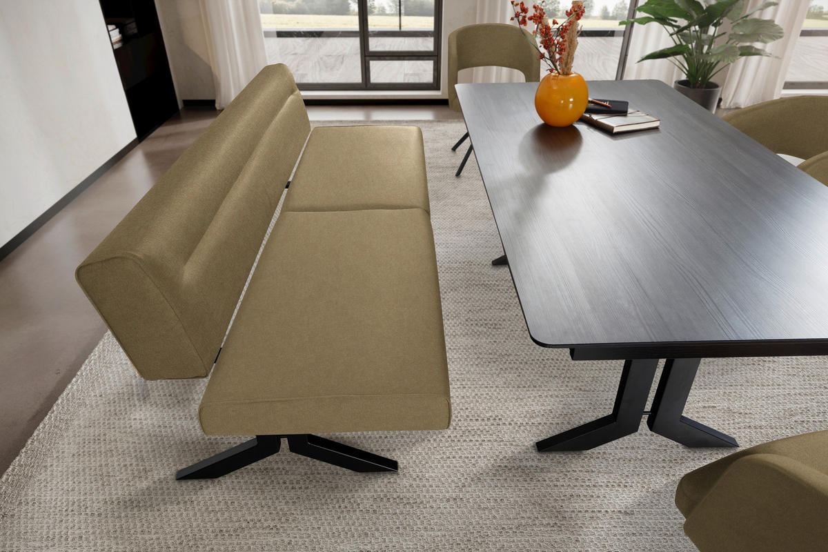 SITZBANK in Metall, Textil Olivgrün  - Schwarz/Olivgrün, Konventionell, Textil/Metall (220/87/70-86cm) - Moderano